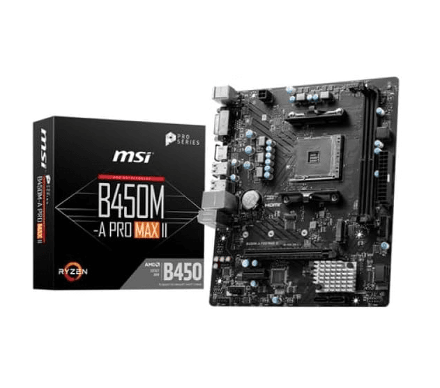 b450 msi MSI B450M-A PRO MAX II ProSeries Motherboard (mATX, Supports AMD 5000/4000/3000/2000/1000 Series AM4 Processors, M.2, SATA 6G, USB 3.2 Gen 1, DDR4 - الصورة 1