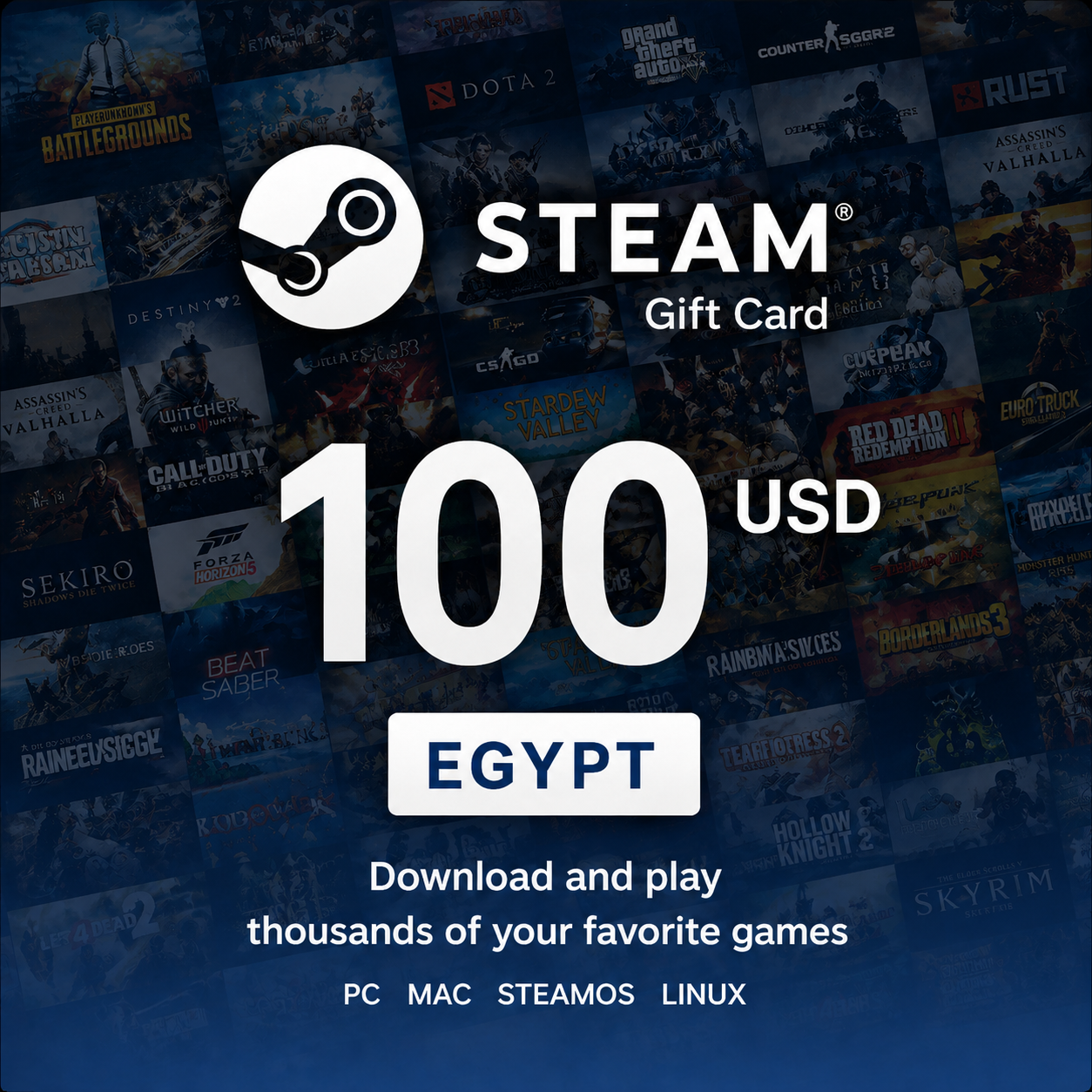 53aef67f-6fcc-4914-bd09-e0938e5a4776 Steam Gift Card 100 USD – Steam Key – EGYPT - الصورة 1